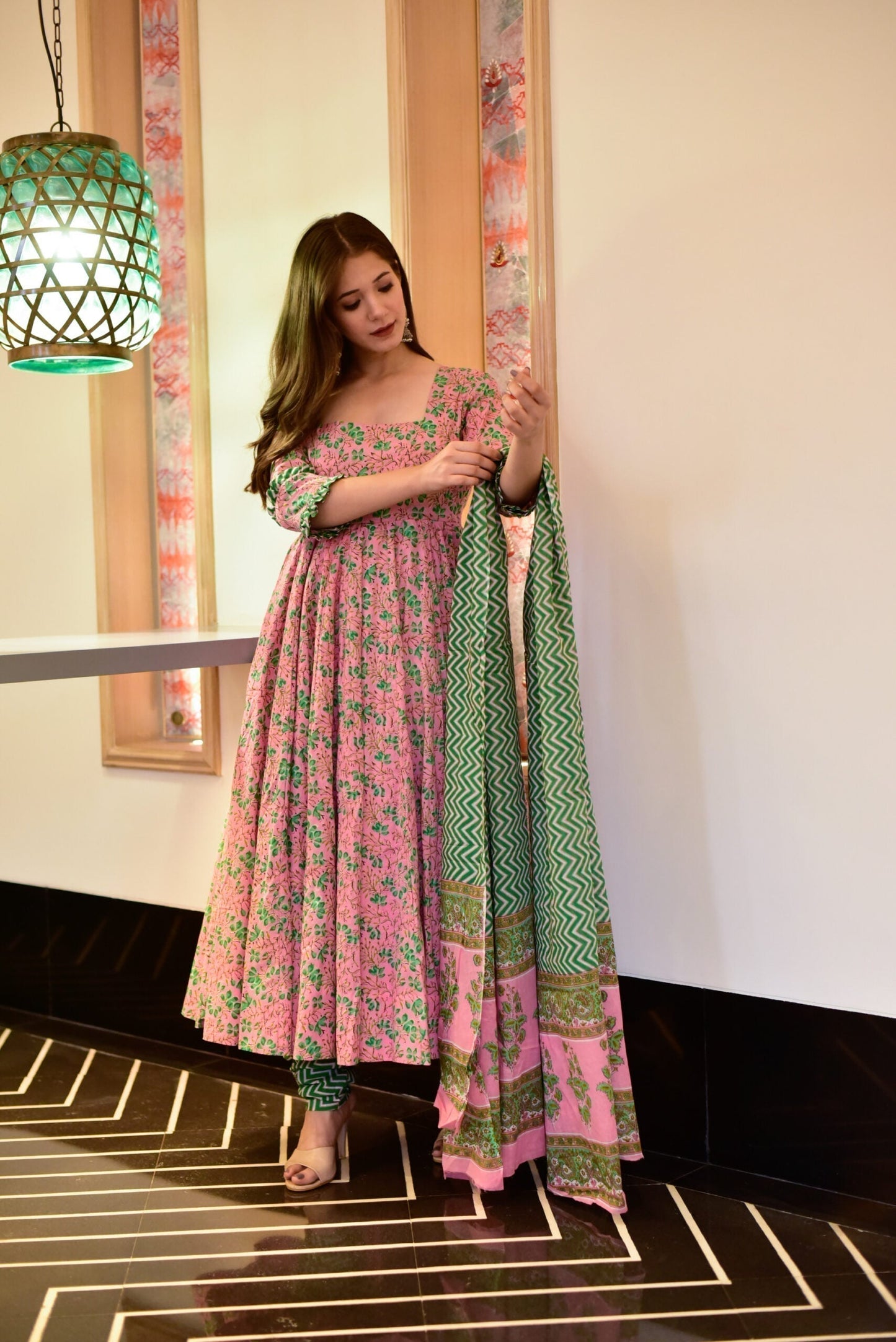arunima pink cotton suit set