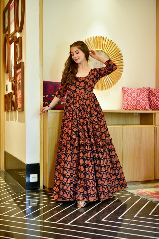 Aurelia black floral dress
