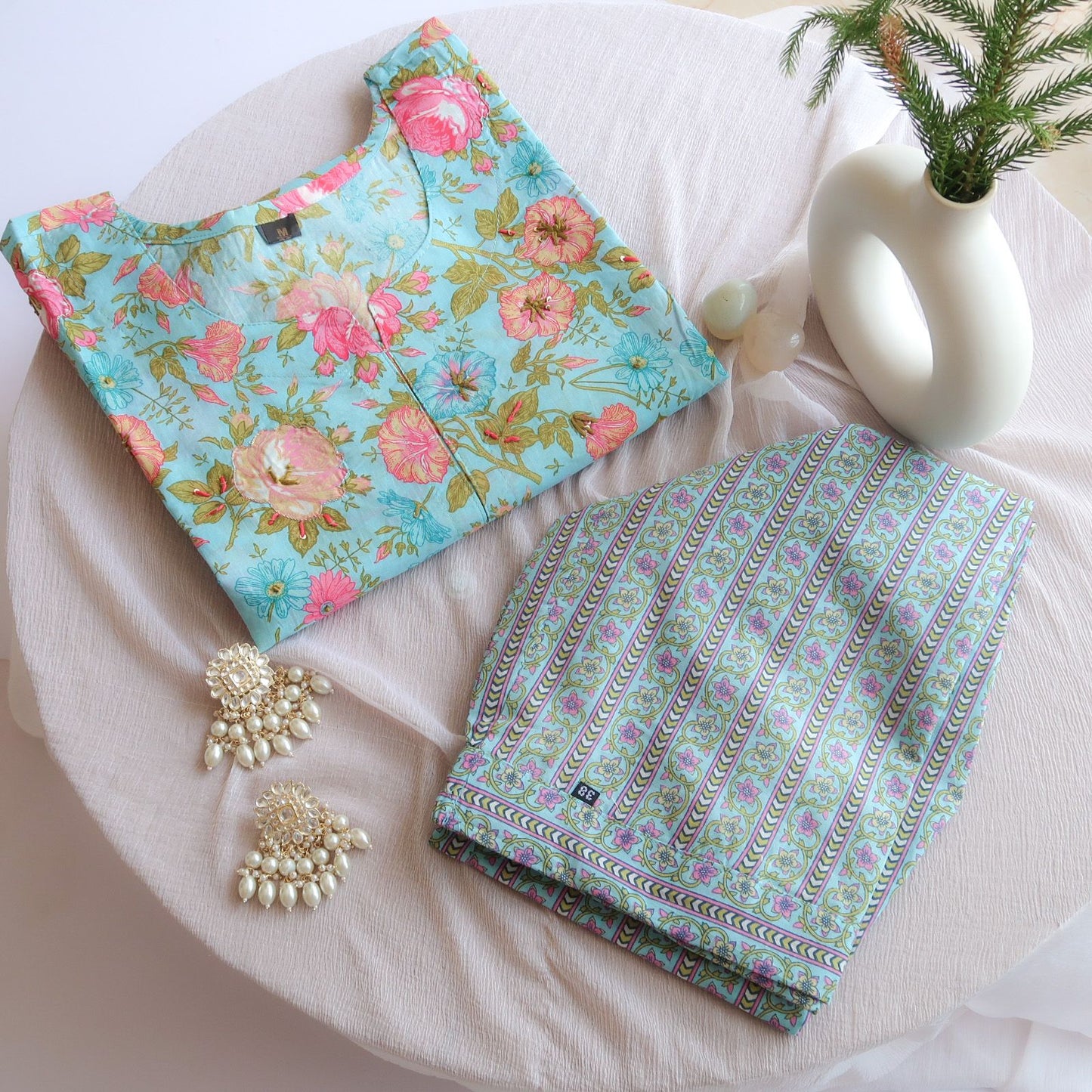 Pure Comfort: lively Sky Blue Floral Suit