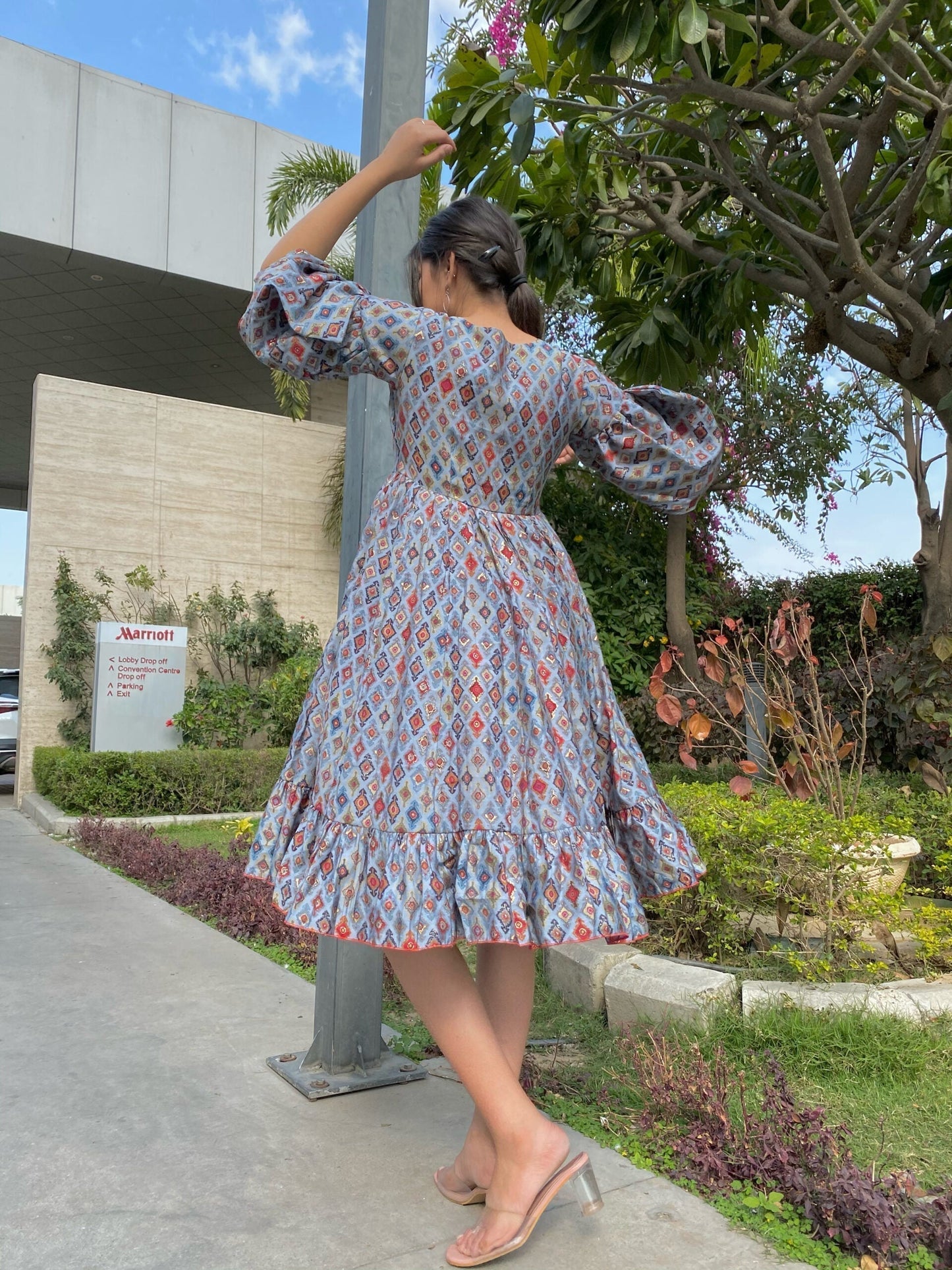 grey muslin dress