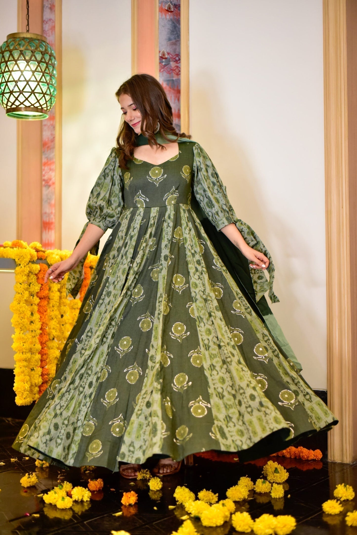 rida green maxi set