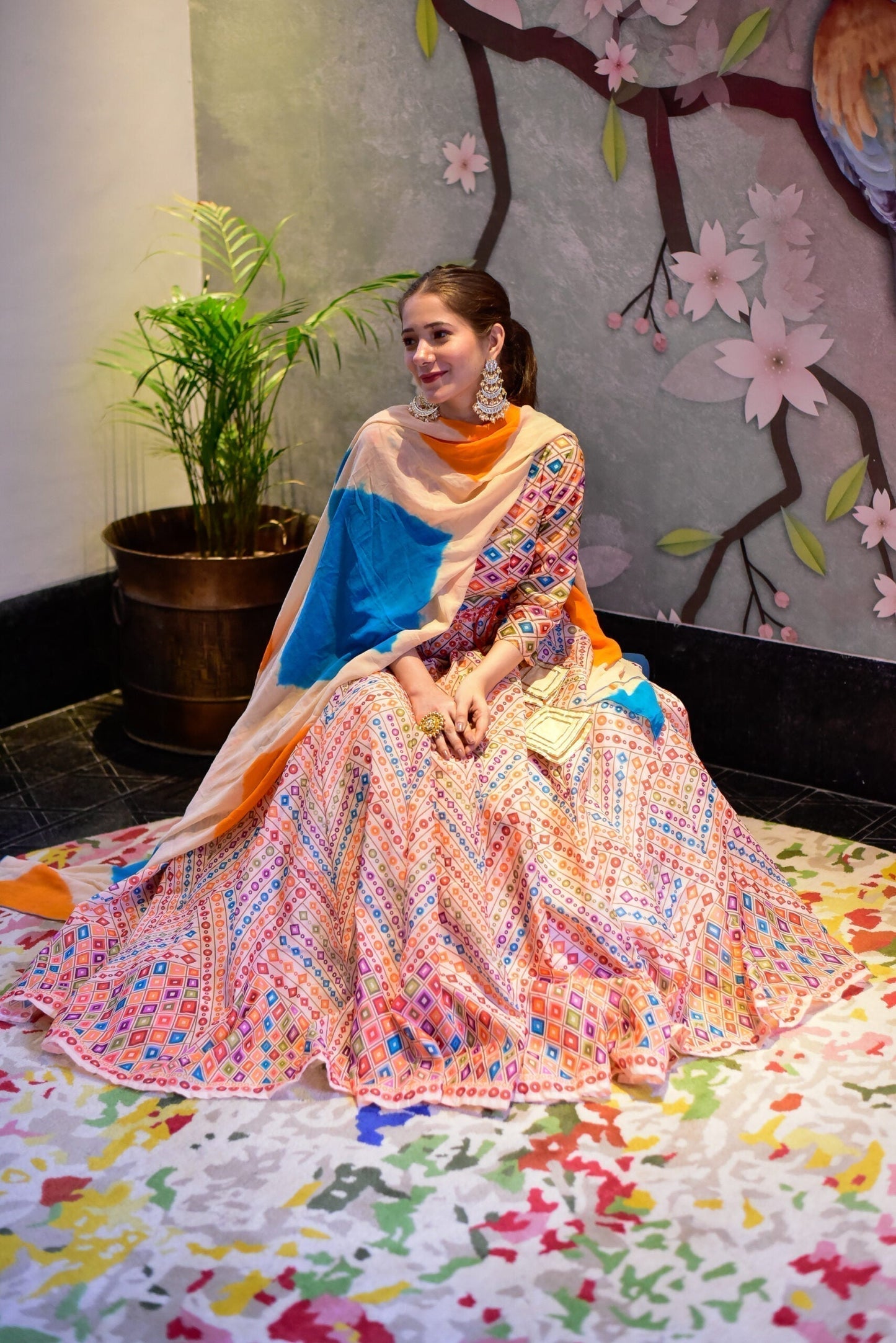 keshori chanderi maxi set