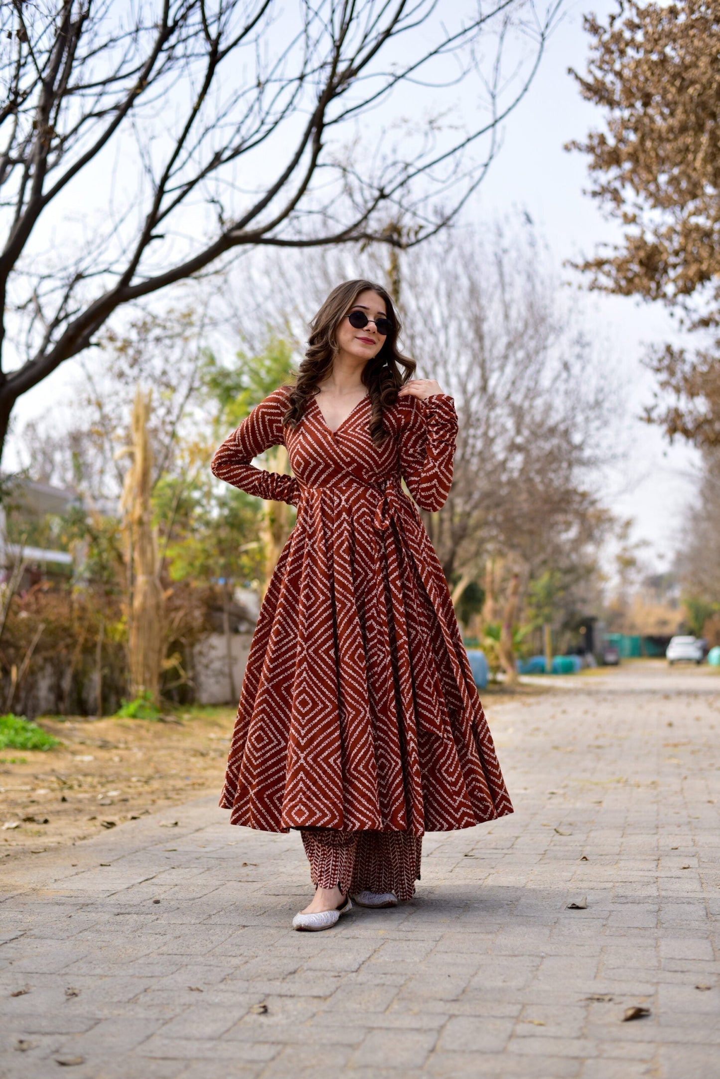 brown emerald suit set