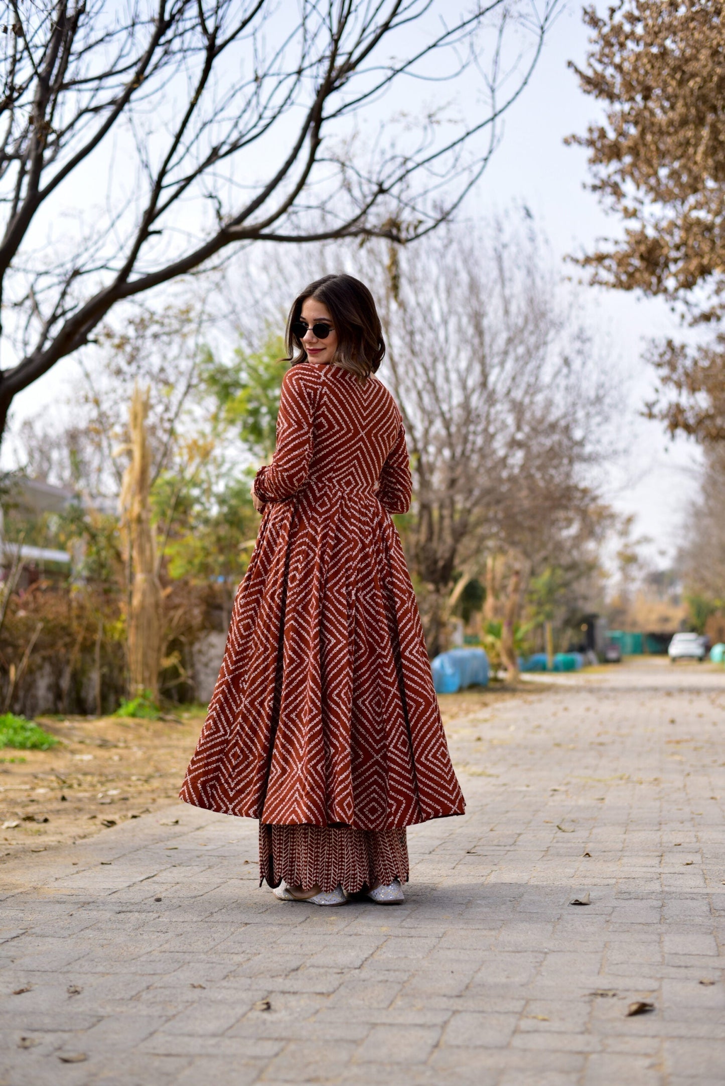 brown emerald suit set