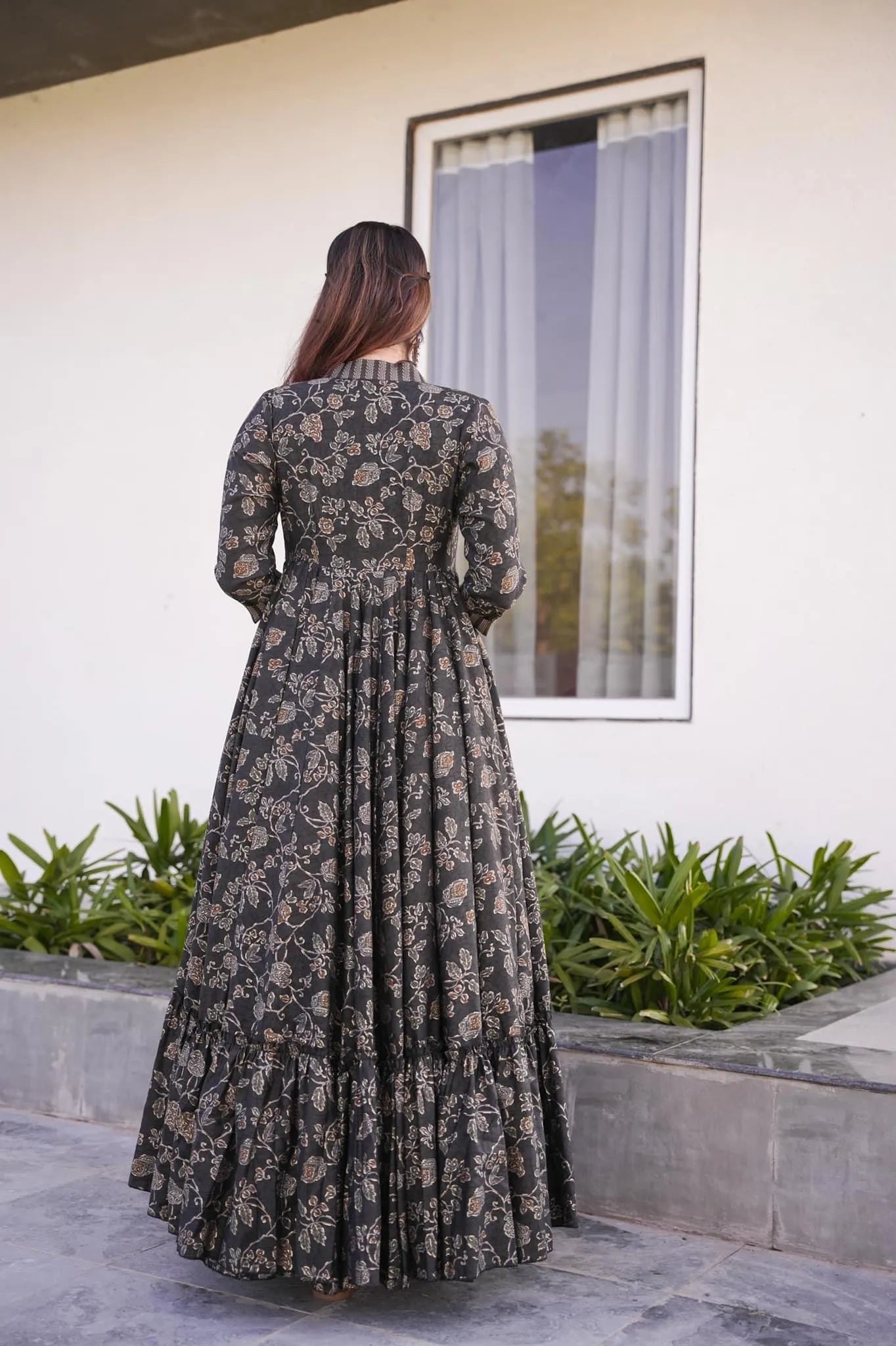 grey croptop palazzo with floral shrug set