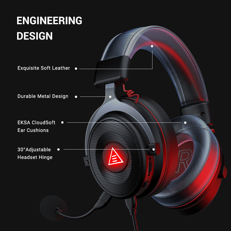 EKSA E900 Pro Wired Gaming Headset Black, On the Ear