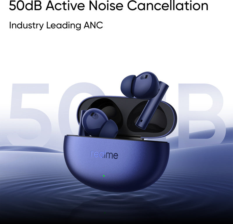 realme Buds Air 5 with 50dB ANC, 12.4mm Dynamic Bass Driver and upto 38 hours Playback Bluetooth Headset (Deep Sea Blue, True Wireless)