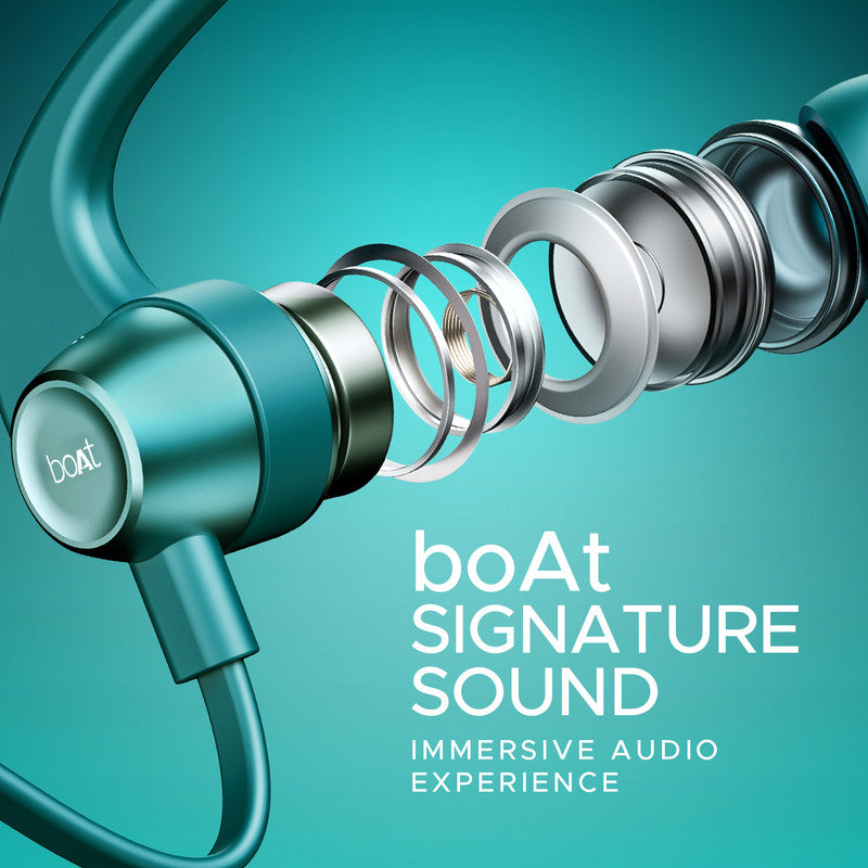 boAt Rockerz 255 Pro+, 60H Battery, ASAP Charge, Stream Ad Free Music via App Support Bluetooth Headset Teal Green, In the Ear