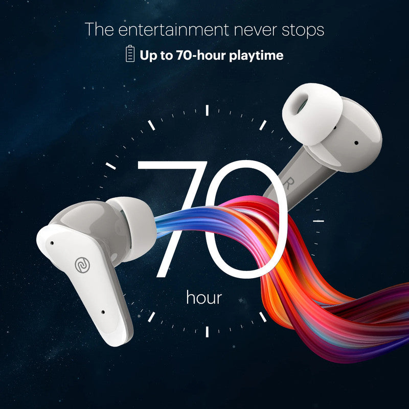 Noise Buds VS102 Plus with 70 Hrs Playtime, Environmental Noise Cancellation, Quad Mic Bluetooth Headset Calm White, True Wireless